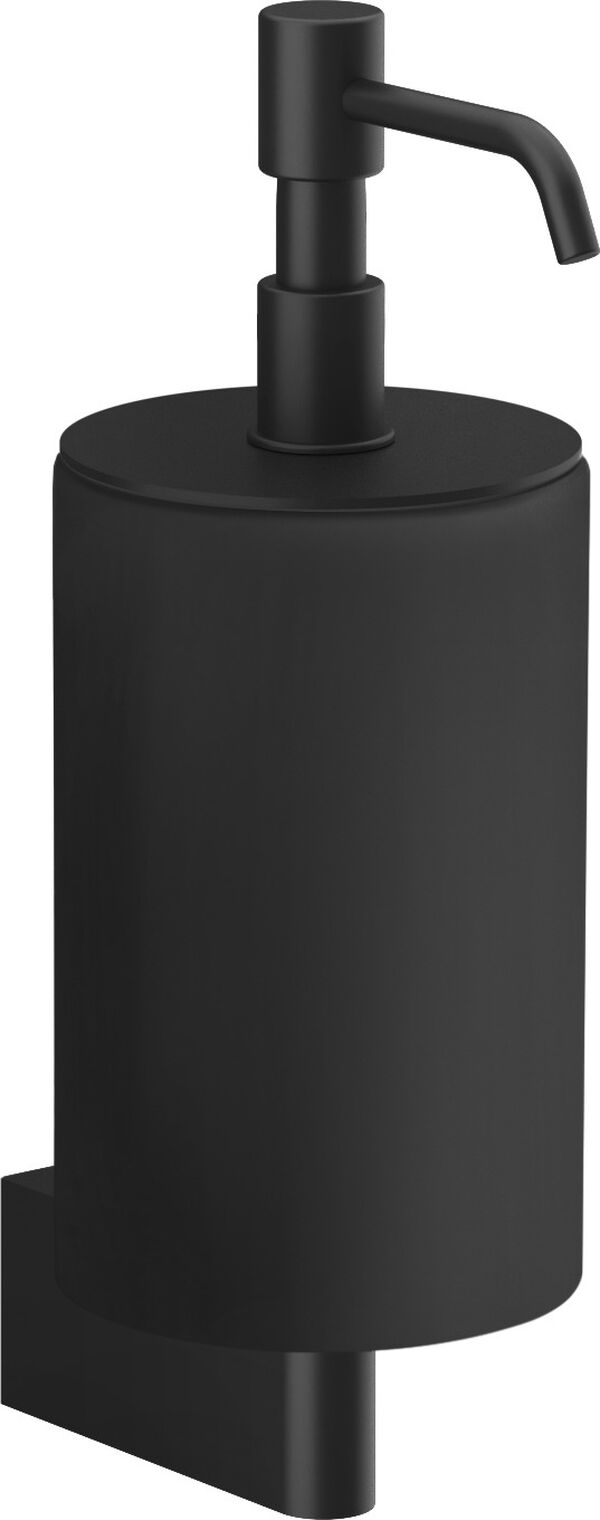 Distributore di sapone Gessi Habito, recipiente in corian nero opaco, modello a parete image number 0