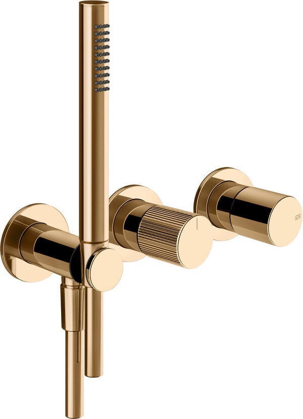 Wannenwandbatterie Endmontageset Gessi Habito Warm bronze PVD Rigato image number 0