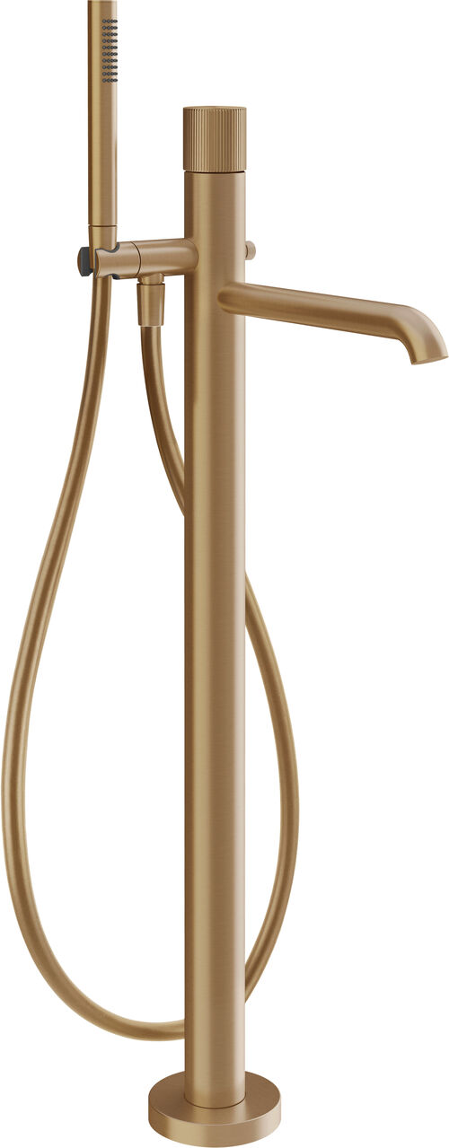 Miscelatore da bagno Gessi Habito-modello d'appoggio Warm steel brushed Rigato