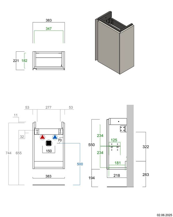 Meuble sous-lavabo Alterna elena guest S Anthracite image number 1