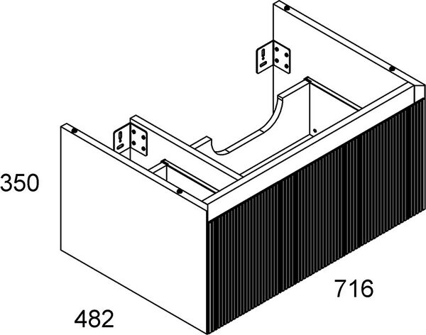 Waschtischmöbel Alterna zero plus, Breite 71,6 cm, Höhe 35 cm, Tiefe 48,2 cm, 2 Schubladen, image number 0