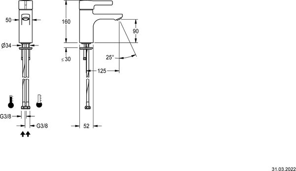 Einlochmischer KWC F5LT1002 verchromt image number 1