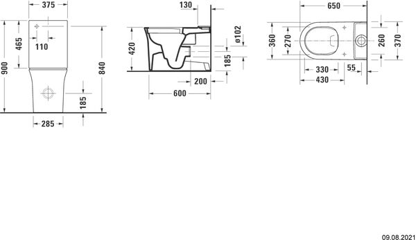 Stand-Klosett Duravit White Tulip rimless weiss Cleaneffekt image number 1