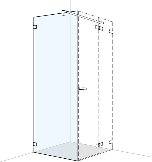 Seitenwand Koralle S606 Plus schwarz matt Echtglas klar