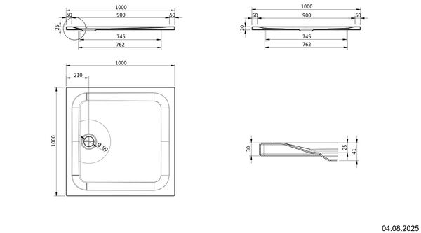 Receveur de douche Schmidlin pergamon Cleaneffekt Antidérapant Antigliss Pro image number 1