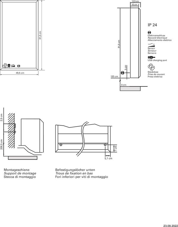 Spiegelschrank Sidler Quadro LED AP silbereloxiert Lichtfarbe Warmweiss 3000 K image number 1