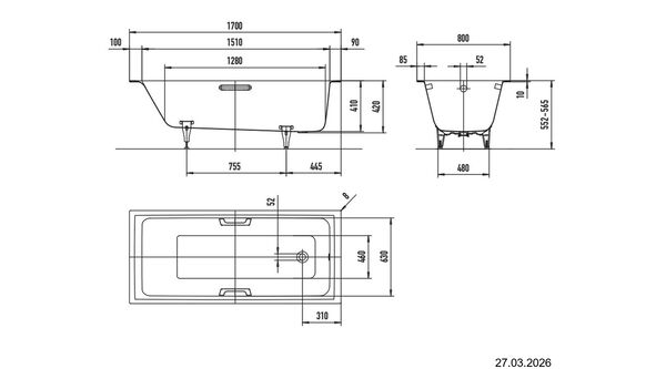 Baignoire Kaldewei Puro Next Star Manhattan image number 1