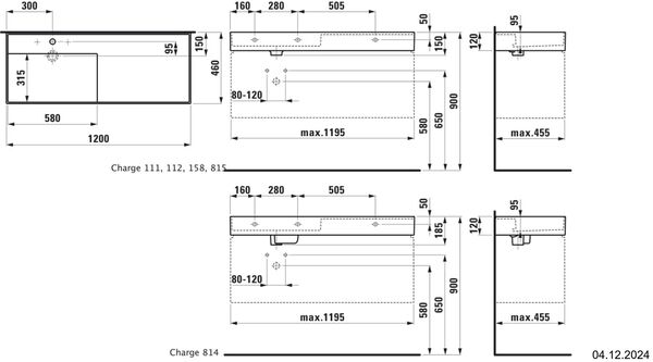 Waschtisch Laufen Kartell 120 x 46 cm Weiss matt image number 1