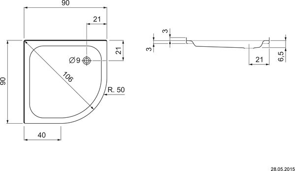 Receveur de douche d&rsquo;angle Schmidlin avec rebords Blanc image number 1