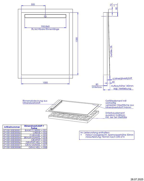 &Eacute;l&eacute;ment de douche Schedel LinePlus Pure image number 1