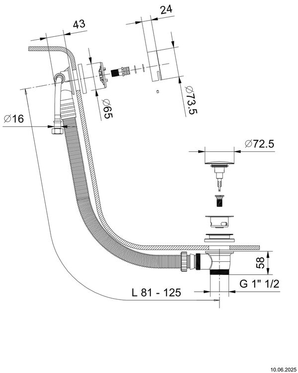 Wannengarnitur Fantini Schwarz matt image number 1
