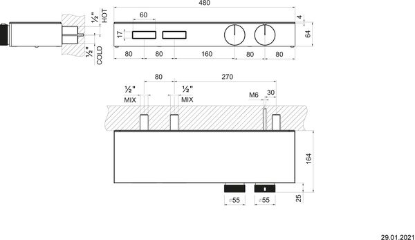 Duschsystem-Endmontageset Gessi HI-FI Shelf Copper brushed image number 1