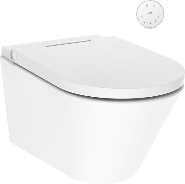WC doccetta Axent One, vaso sospeso in ceramica rimless, per cassetta sottomuro, sciacquone image number 0