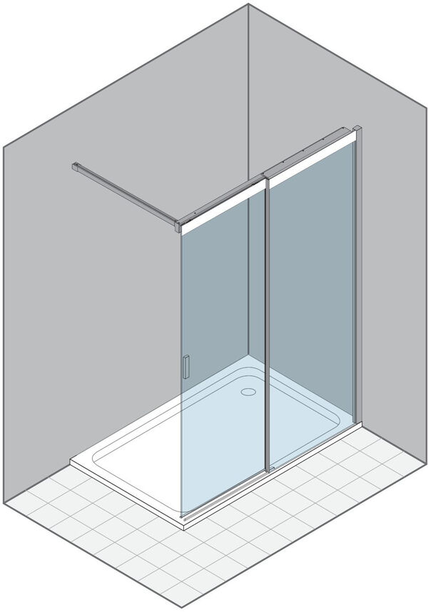 Paroi coulissante Duka Libero 5000 Couleur acier inoxydable Verre clair avec s&eacute;rigraphie blanche au-dessus image number 0