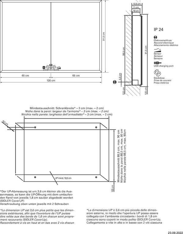 Spiegelschrank Sidler Quadro LED UP silbereloxiert Lichtfarbe Warmweiss 3000 K image number 1