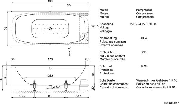 Whirlwanne Alterna steel duo silent weiss Düsen und Garnituren verchromt image number 1
