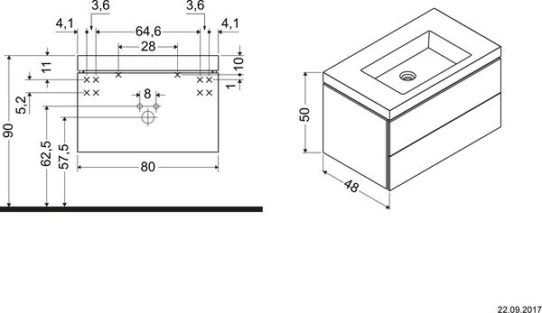 Combinaison de lavabo Duravit Vero Air Ch&ecirc;ne fonc&eacute; bross&eacute; image number 1