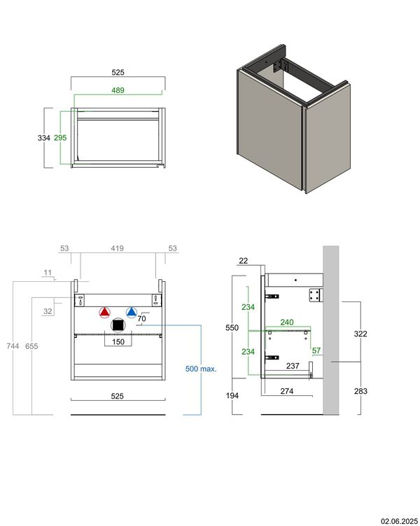 Waschtischmöbel Alterna elena guest S Anthrazit image number 1