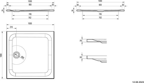 Receveur de douche Schmidlin avec rebords 100 x 100 cm Blanc Cleaneffekt image number 1