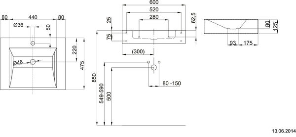 Waschtisch Schmidlin Studio 60 x 47.5 cm Weiss image number 1