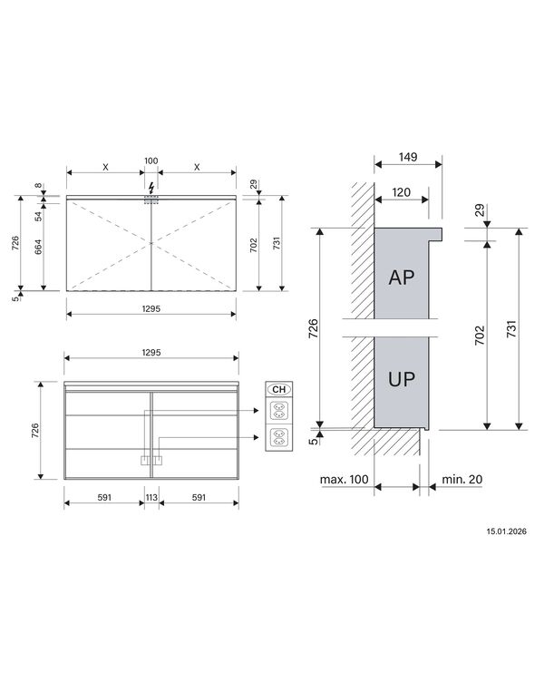 Spiegelschrank Alterna karat LED Weiss Lichtfarbe Warmweiss 3000 K image number 1