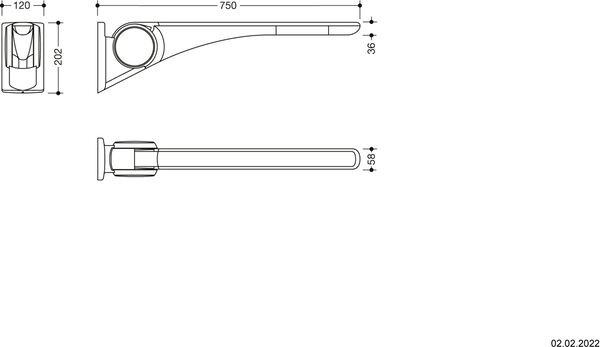 Stützklappgriff Hewi LifeSystem Basic Signalweiss glänzend Griffpad weiss image number 1