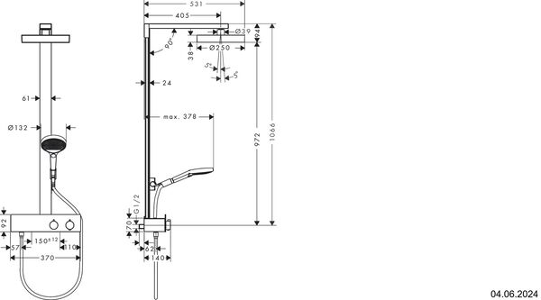 Showerpipe Hansgrohe Rainfinity &frac12;" Blanc mat image number 1