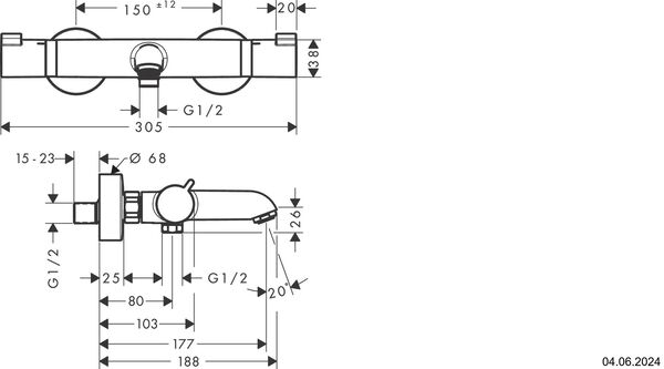 Bademsicher Hansgrohe Ecostat Comfort Schwarz matt image number 1