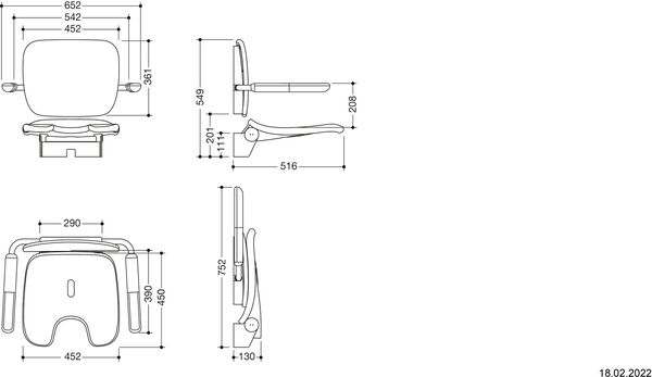 Klappsitz Hewi LifeSystem Premium Signalweiss glänzend image number 1