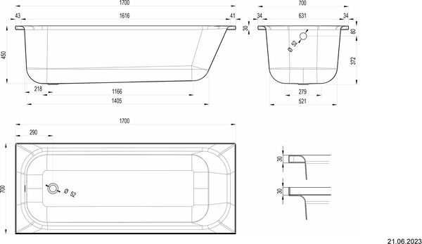 Badewanne Schmidlin Norm Classic mit Zargen weiss image number 1
