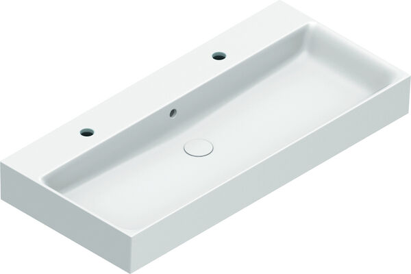 Lavabo d'appoggio Alterna elena, 100 x 47 cm,  con 2 fori per rubinetteria, altezza 12 cm, con image number 0
