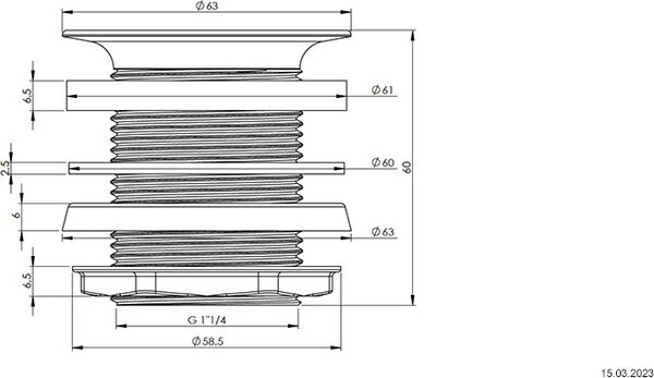 Vidage sans plaque 1&frac14;" Chrom&eacute; image number 1
