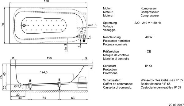 Whirlwanne Alterna steel kombi silent weiss Düsen und Garnituren verchromt image number 1