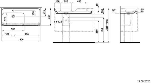 Waschtisch Laufen Meda 100 x 46 cm Weiss Cleaneffekt image number 1