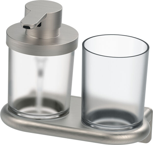 Portabicchiere e distributore di sapone Bodenschatz Nia Adesio, vetro opaco, modello murale, image number 0