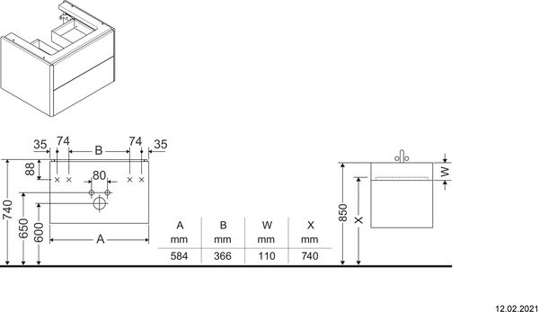 Meuble sous-lavabo Duravit XSquare Blanc mat image number 1