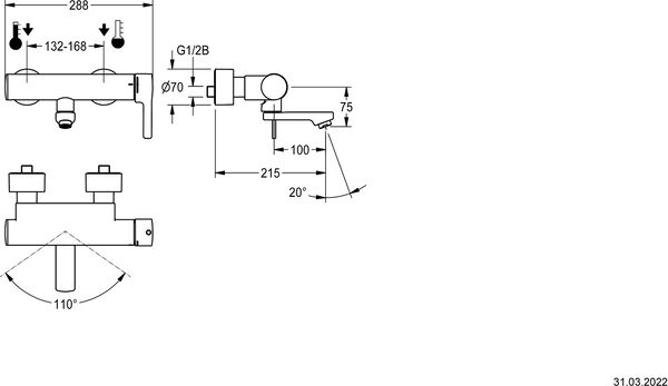 Wandbatterie KWC F5LT1005 Verchromt image number 1
