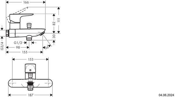 Bademischer Hansgrohe Talis E verchromt image number 1