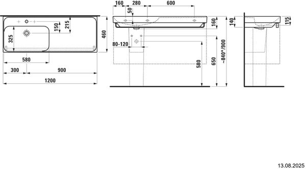 Waschtisch Laufen Meda 120 x 46 cm Weiss Cleaneffekt image number 1