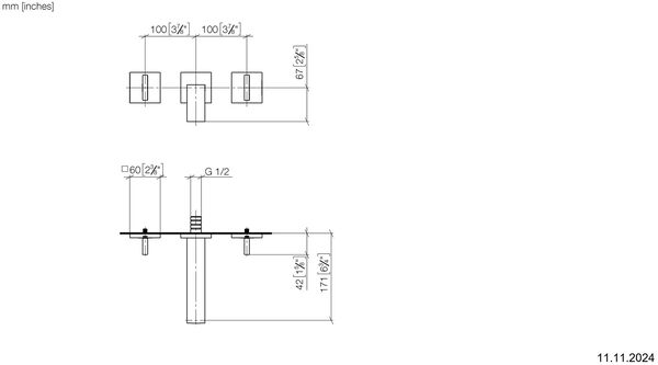 Wandbatterie-Endmontageset Dornbracht Mem verchromt mit Luftsprudler image number 1