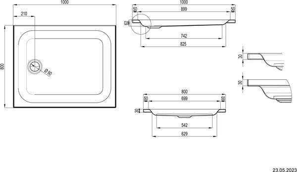 Receveur de douche Schmidlin avec rebords 100 x 80 cm Beige bahama image number 1