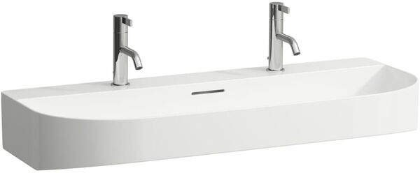 Lavabo d&rsquo;appoggio Laufen Sonar, 2 fori per rubinetteria, con troppopieno, 100 x 42 cm, altezza 14, image number 0