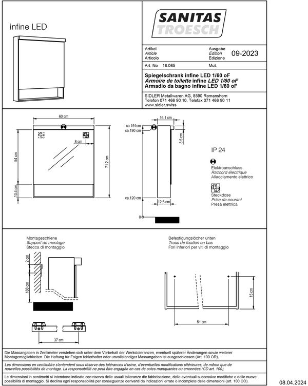 Spiegelschrank Alterna infine LED weiss Lichtfarbe Neutralweiss 4000 K image number 1