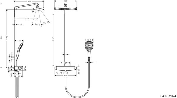 Showerpipe Hansgrohe Raindance E 360 verchromt image number 1