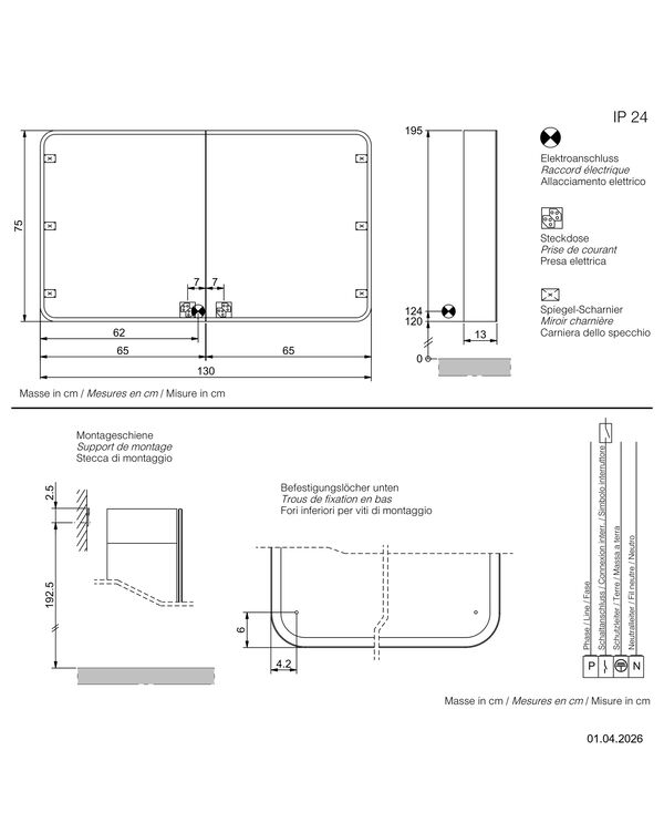 Armoire de toilette Sidler Sphera TW Blanc Couleur de lumi&egrave;re r&eacute;glable en continu 2000-6500 K image number 1