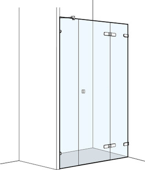 Fl&uuml;gelt&uuml;re Koralle S505 Plus, Nische Verchromt Echtglas klar Duschguard