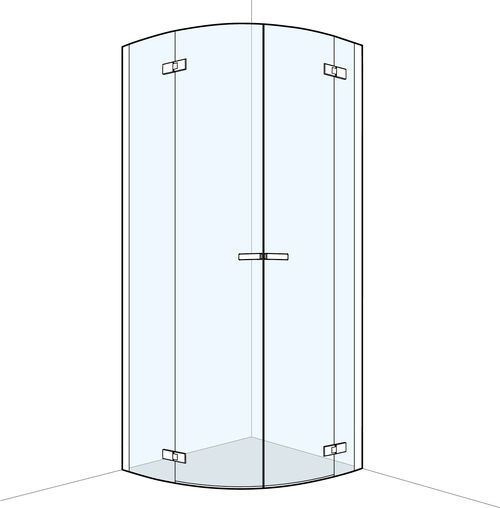 Eckeinstieg Koralle S600 Plus Viertelkreis Verchromt Echtglas klar Plus