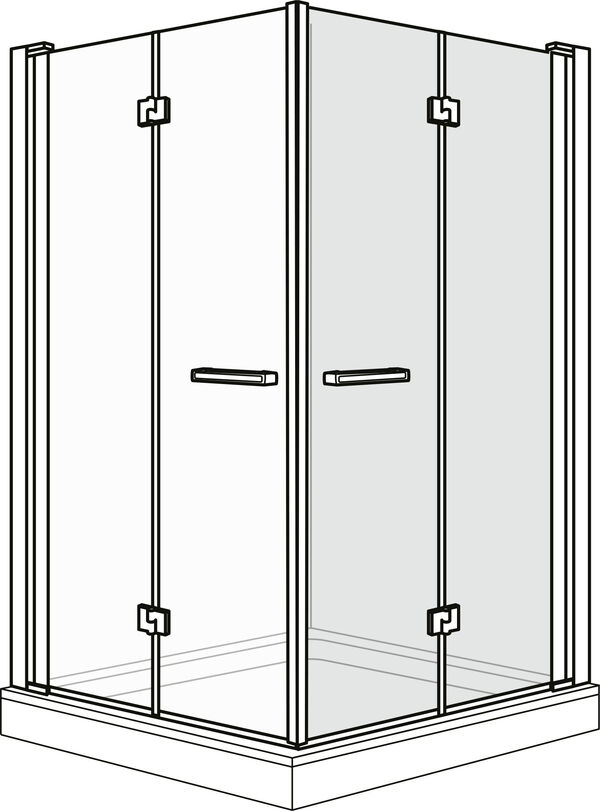 Porte tournante pliante Duscholux Optima 6 argent éloxé Verre clair image number 0