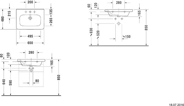 Lavabo pour meubles DuraStyle 65 x 48 cm Blanc image number 1