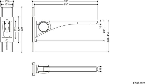 Barre d'appui relevable Hewi LifeSystem Basic Blanc de sécurite brillant Zone de préhension anthracite mat image number 1